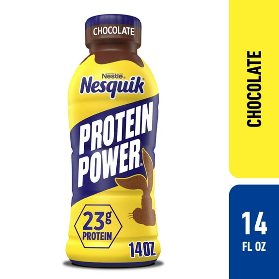 Nesquik Protein Power, Chocolate Protein Milk Beverage, 23g Protein per Bottle, Ready to Drink, 14 oz Bottle 14 fl oz