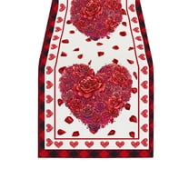 DefiDgd Valentine's Day Heart Pattern Lace Table Cover,Red Love Heart Table Runner for Valentines' Day Wedding Anniversary Party Home Decor(B)