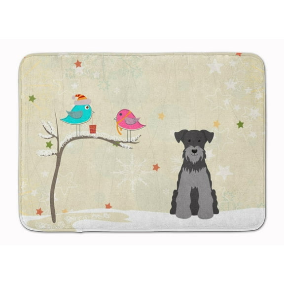 Christmas Presents between Friends Schnauzer - Black and Silver Machine Washable Memory Foam Mat