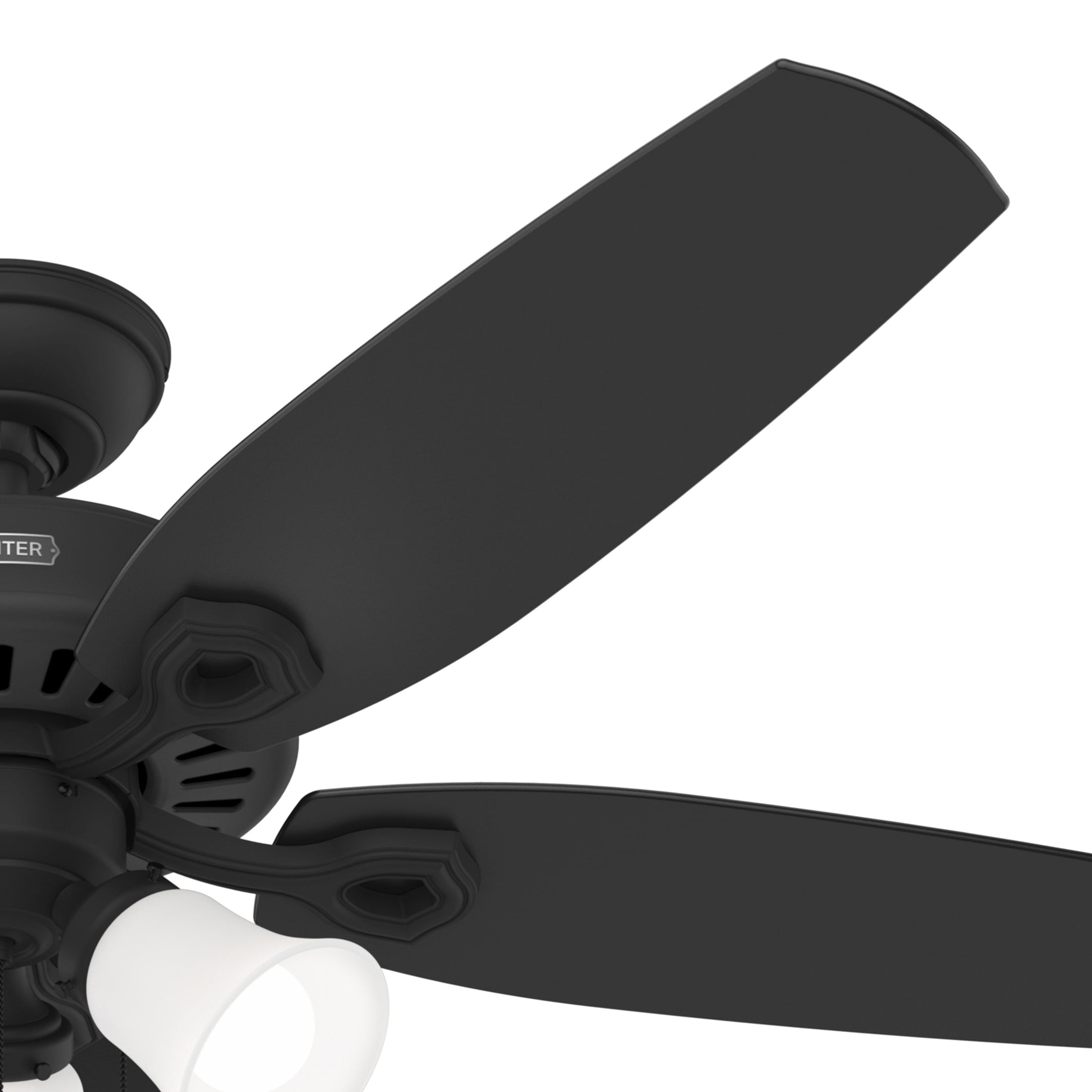 Hunter 52 inch Indoor Ceiling Fan with LED Lights - Black Ceiling Fan with Pull Chain, For Bedroom or Living Room, Standard Mount, No Remote, 5 Blades, Includes Bulbs - Builder 52731, Matte Black
