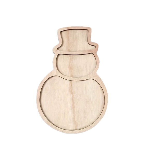 Wooden Snowman Dinner Plates, Christmas Dessert Plates, Holiday Snack Board, Xmas Table Centerpiece, 11.81x7.64in