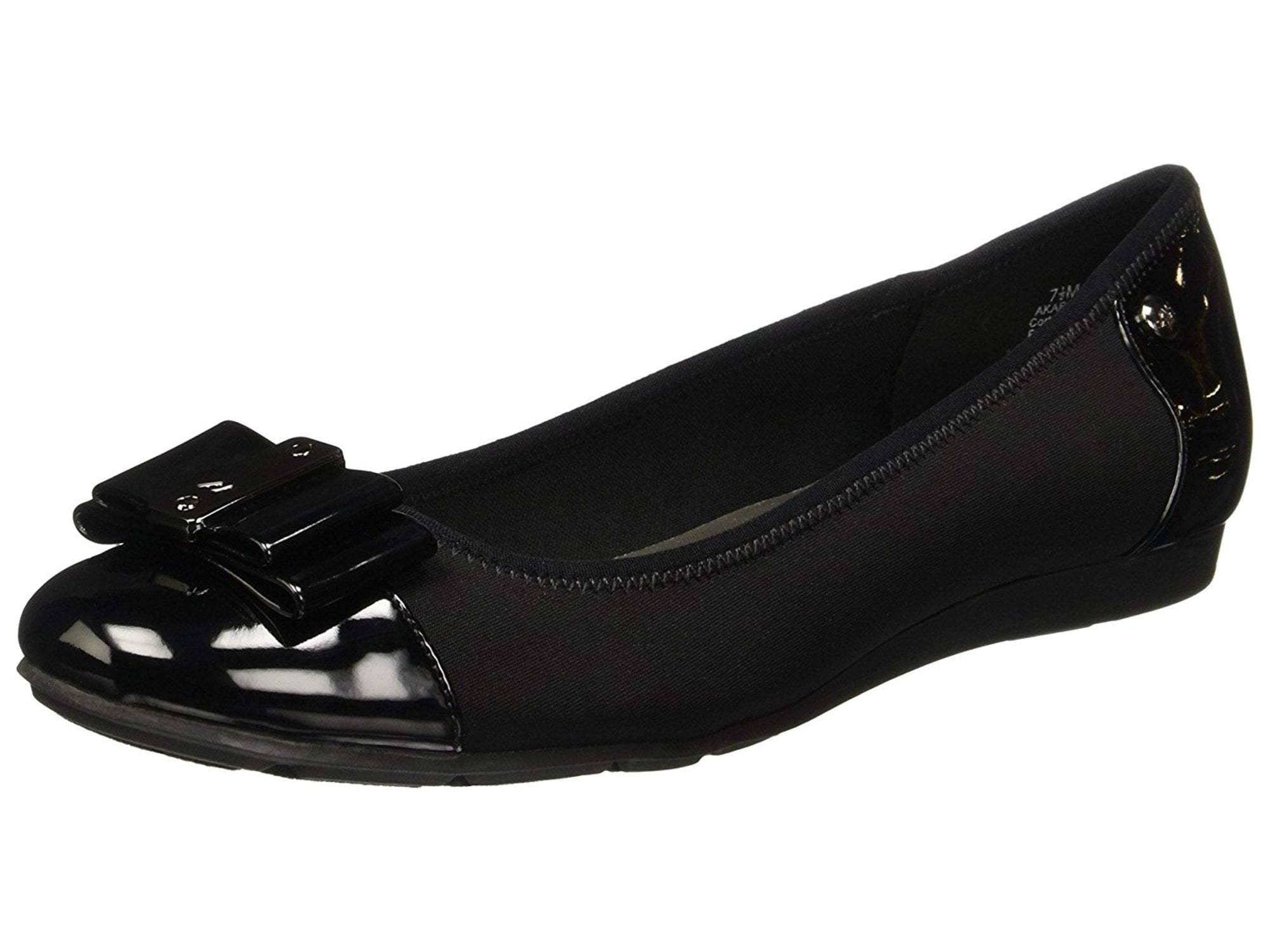 Anne Klein Sport Aricia Round Toe Canvas Flats, Black, Size 8.5 ...