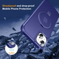 thumbnail image 7 of Compatible With iPhone 15 Magnetic Case Wireless Charging Built-in 120° Rotate Ring Holder[Hidden Kickstand] Shock-absorbent Hard PC Lightweight Plain Translucency Phone Cover,Darkblue, 7 of 7