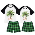 thumbnail image 2 of LuLiaMenton Matching Couples Christmas Pajamas Tropical Palm Green Plaid Short Sleeve Shorts Set, 2 of 5