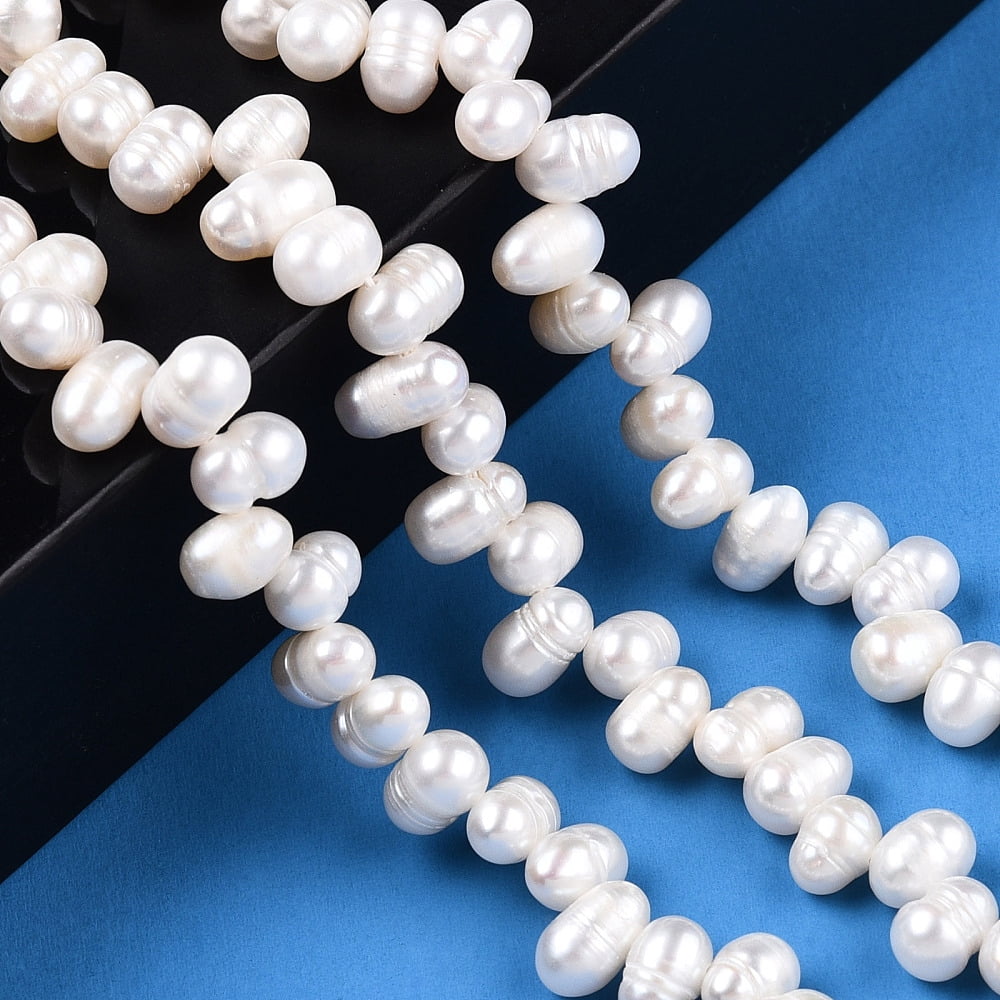 Natural Cultured Freshwater Pearl Beads Strands Potato Top Drilled Creamy White 5~5.5x5~5.5mm Hole: 0.8mm 76~77pcs/strand 14.17 inch(36cm)