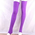 thumbnail image 5 of comerut Women Elastic Solid Color Warm Thigh High Knitted Long Socks Over Knee Stockings, 5 of 7