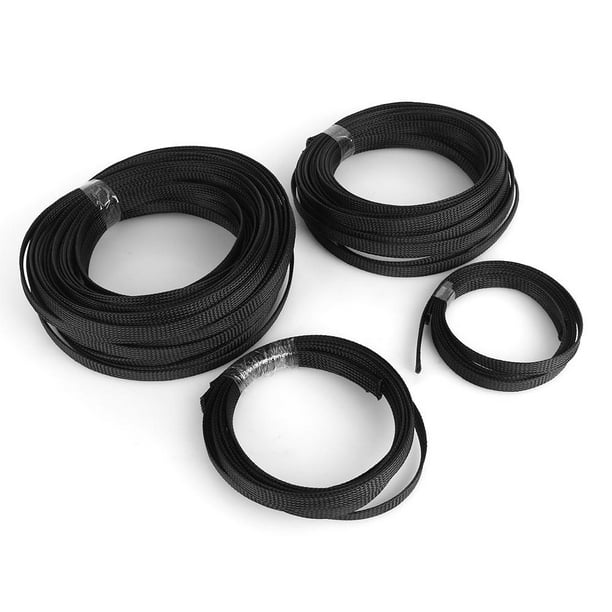 Tbest Wire Loom Braided Cable Sleeve, Black PET Expandable Wire Sleeve,  Marine For Electronics Industrial Wire Harnessing Automotive 