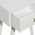 thumbnail image 4 of DecMode 16" x 24" White Mango Wood Intricately Carved Single Drawer Scroll Accent Table, 1-Piece, 4 of 11