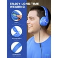 thumbnail image 6 of On-Ear Headphones with Microphone, Lightweight Folding Stereo Bass Headphones with 1.5M Tangle Free Cord, Blue & Green, 6 of 7