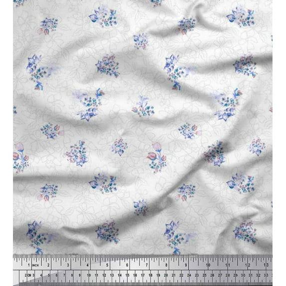 Soimoi Rayon Crepe Fabric Leaves & Tulip Night Wear Printed Craft Fabric by The Yard 46 Inch Wide