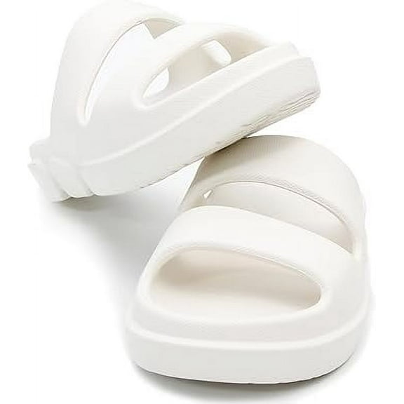 Slide Sandals for Women Indoor Outdoor, House Slippers for Unisex, Non Slip Rubber Shower Slides, Two Strap Arch Support Sandals