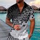 thumbnail image 2 of Camisas Manga Larga Hombre Camisa informal de manga corta con cuello vuelto y cremallera con estampado informal para hombre (Black, L), 2 of 5