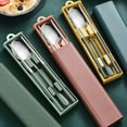 thumbnail image 4 of Portable Stainless Steel Cutlery Set with Chopsticks  Spoon  and Cutlery Box - Ideal for Students, 4 of 8