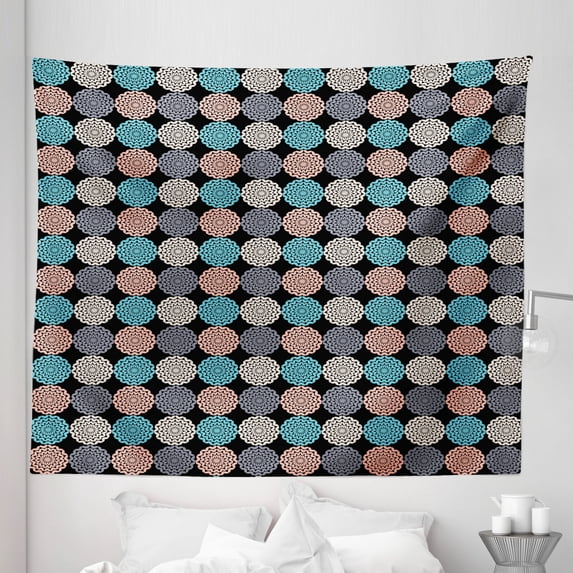 Simple Boho Tapestry, Spring Beauty Flower in Colorful Design Vintage Illustration, Fabric Wall Hanging Decor for Bedroom Living Room Dorm, 5 Sizes, Charcoal Grey and Multicolor, by Ambesonne