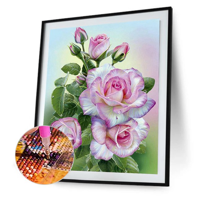Cuadros Decorativos 5D taladro completo DIY diamante pintura flor punto de cruz bordado (T189)