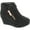 Black, variant on Stella-6K Children Girl's Platform Wedge Heel Fold Over Ankle Booties