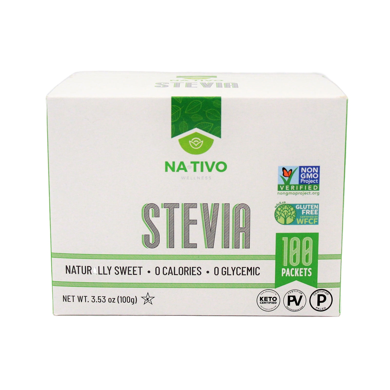 Stevia Zero Calorie Sweetener 100 Packets, Keto Certified
