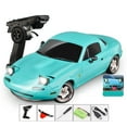 thumbnail image 2 of 1/18 Scale RWD RC Drift Racing Car With Gyro 2.4GHz Full Proportional Remote Control Vehicle Alloy Body LED Lights Electric RC Sports Car Model For Adults Hobbyists - Blue / 3 Batteries, 2 of 6