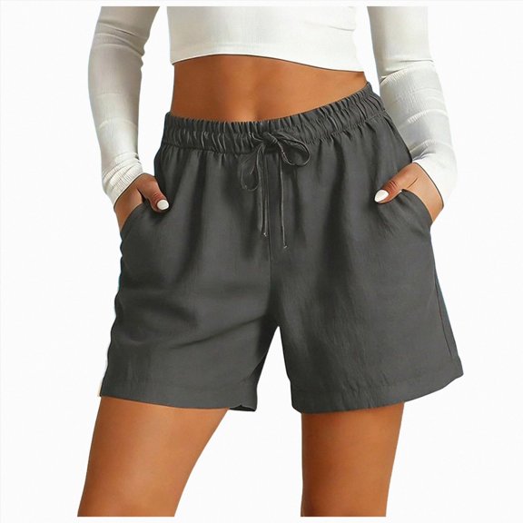 KPOPLK Running Shorts for Women Quick Dry High Waisted Athletic Short Workout Gym Shorts with Pockets Size M,Dark Gray