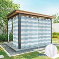 thumbnail image 6 of Blue Striped Outdoor Curtains for Patio Waterproof, Windproof Privacy Curtains with Weighted Bottom, Rustic Farmhouse Stripes Outside Drapes for Picnic Garage Backyard Cabana 54"x108" 2 Panel, 6 of 8