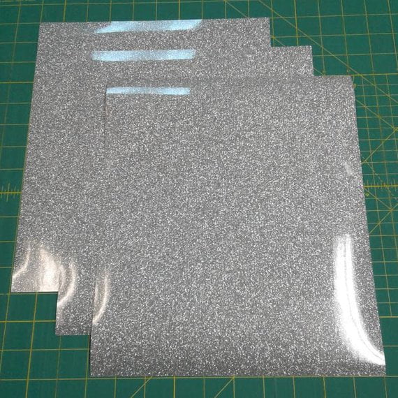 Silver Siser Glitter Three (3) 10"x12" Sheets of Ironon Heat Transfer Vinyl Sheets Walmart