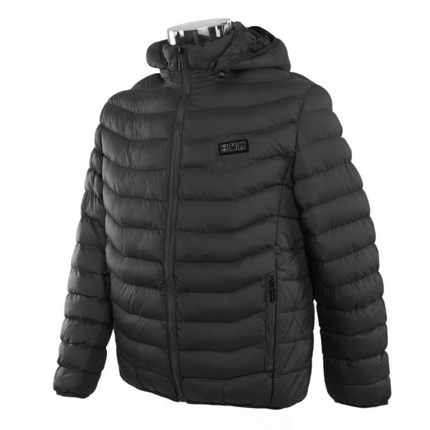 11 Areas Heated Jacket, Washable 3 Level Heating Removable Heated Coat  Intelligent Temperature Control For Fishing Black XXL