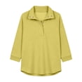 thumbnail image 5 of Womens Crewneck Sweatshirt Dqueduo Women's Fall/Winter Casual Lapel Button-Front Sweatshirt – Three-Quarter Sleeves Yellow XL, 5 of 10