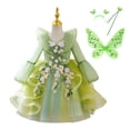 thumbnail image 2 of Tinkerbell Fairy Dress Girl Disney Princess Tiana Disfraz de cumpleaños Fiesta de Halloween Traje de cosplay con alas Niños Green Frocks3T (Etiqueta 110) Gao Jinjia LED, 2 of 2