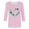 thumbnail image 4 of GaThRRgYP Womens Tops under $5,Tops for Women Plus Size,Women's St. Patrick's Day Printed Crew Neck 3/4 Sleeve T-Shirt Loose Tops Pink XL, 4 of 4