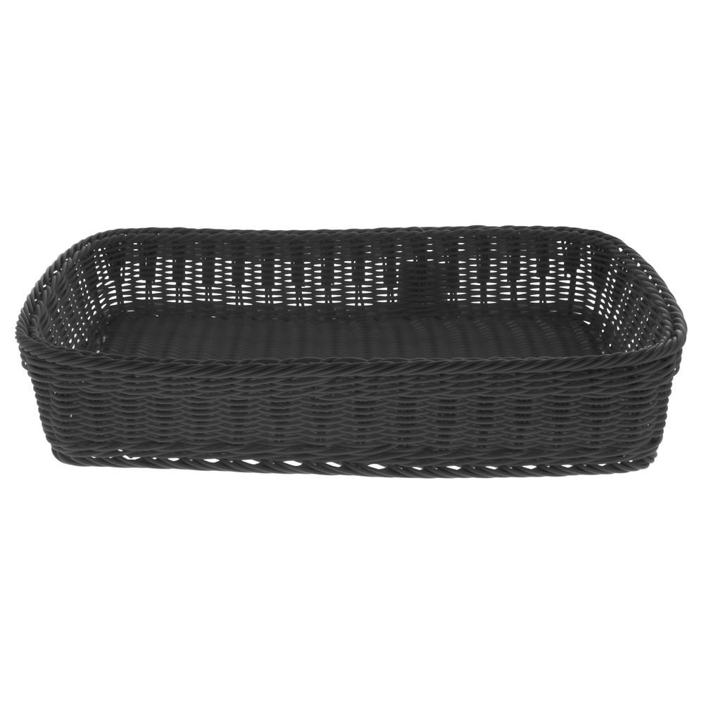 9 3/4"L x 6 3/4"W x 2 HUBERT® Bread Basket Rectangular Black Woven Plastic 