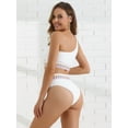 thumbnail image 4 of DARING DIVA Women's 2 Piece Ribbed One Shoulder Color Braided Trim Bikini Set XL White, 4 of 6