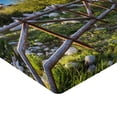 thumbnail image 2 of Ambesonne Landscape Fitted Sheet, Snowy Alps Mountain, Full Size, Green Blue, 2 of 3