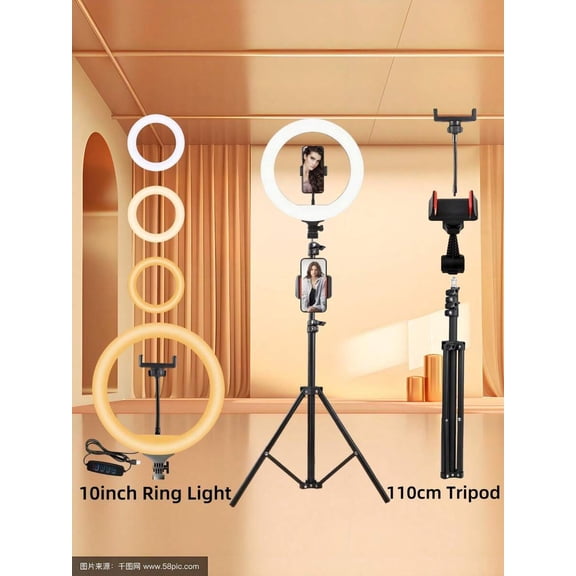 Ring Light with Stand and Phone Holder, 12-Inch LED Selfie Light with 62-Inch Tripod for iPhone and Android, Video Lighting for Vlogging and Streaming
