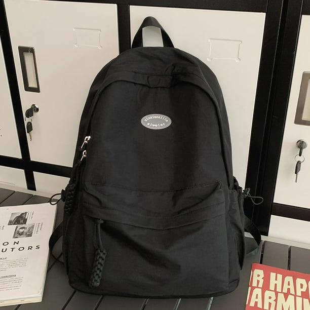 Mochila Casual School Bookpack Simple Multicapa para Laptop Book Black