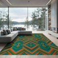 thumbnail image 2 of ODIKA 8'x10' Washable Area Rug Retro Abstract Prism Bold Bands Vibrant Classroom Mid Striped Century Playful for Dining Room, Large Office, Lounge, Non-Slip Chair-Friendly Mat, 2 of 7