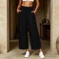 thumbnail image 4 of Luvrsol Flowy Pants for Women Plus Size Wide Leg High Waist Breathable Casual Slacks with Side Pockets S-2XL, 4 of 7