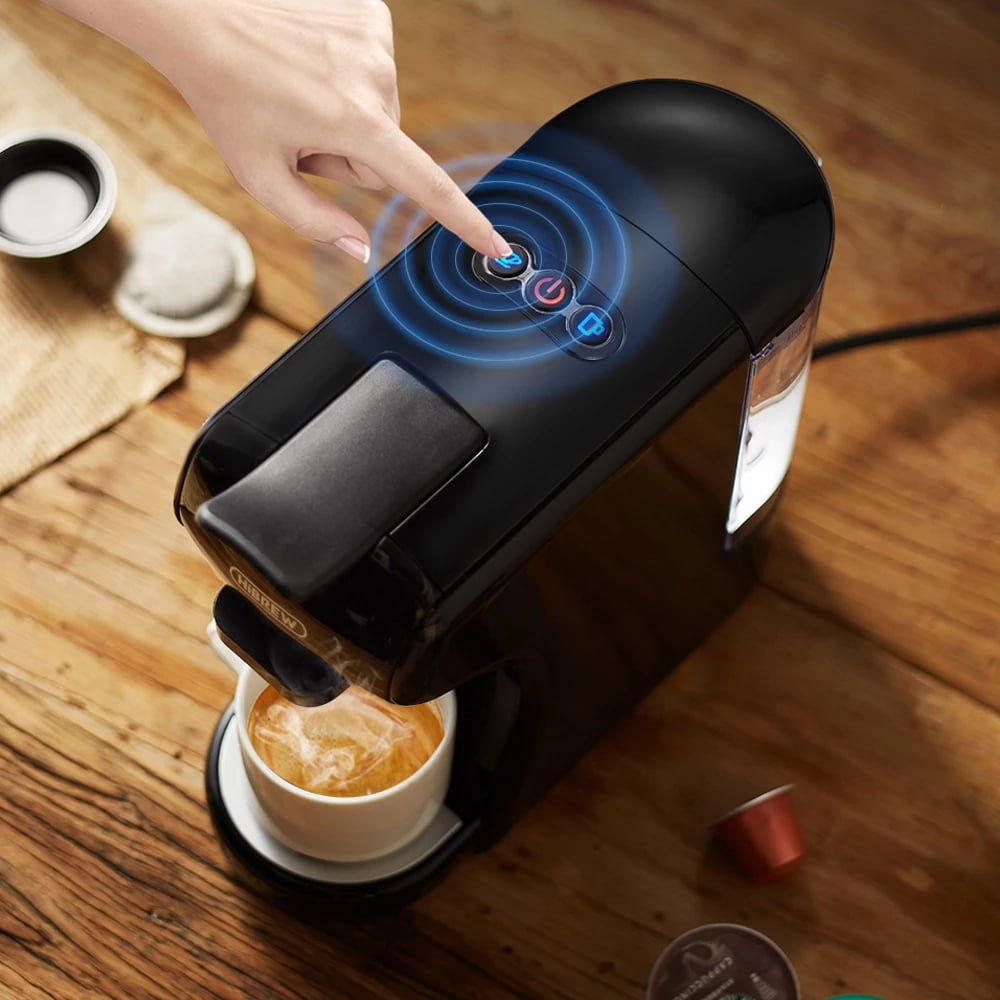 HiBREW H1A 4-in-1 Single Serve Capsule Coffee Machine - 19Bar coffee Maker for Hot/Cold Brews Black