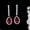 Red, variant on Elegant Dark Blue CZ 925 Silver Women Party Long Round Tennis Pear Drop Earrings