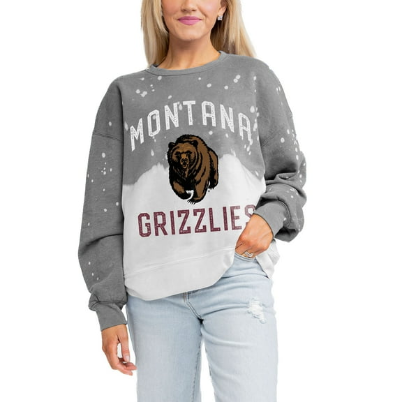 Women's Gameday Couture Gray Montana Grizzlies Twice As Nice Faded Crewneck Sweatshirt