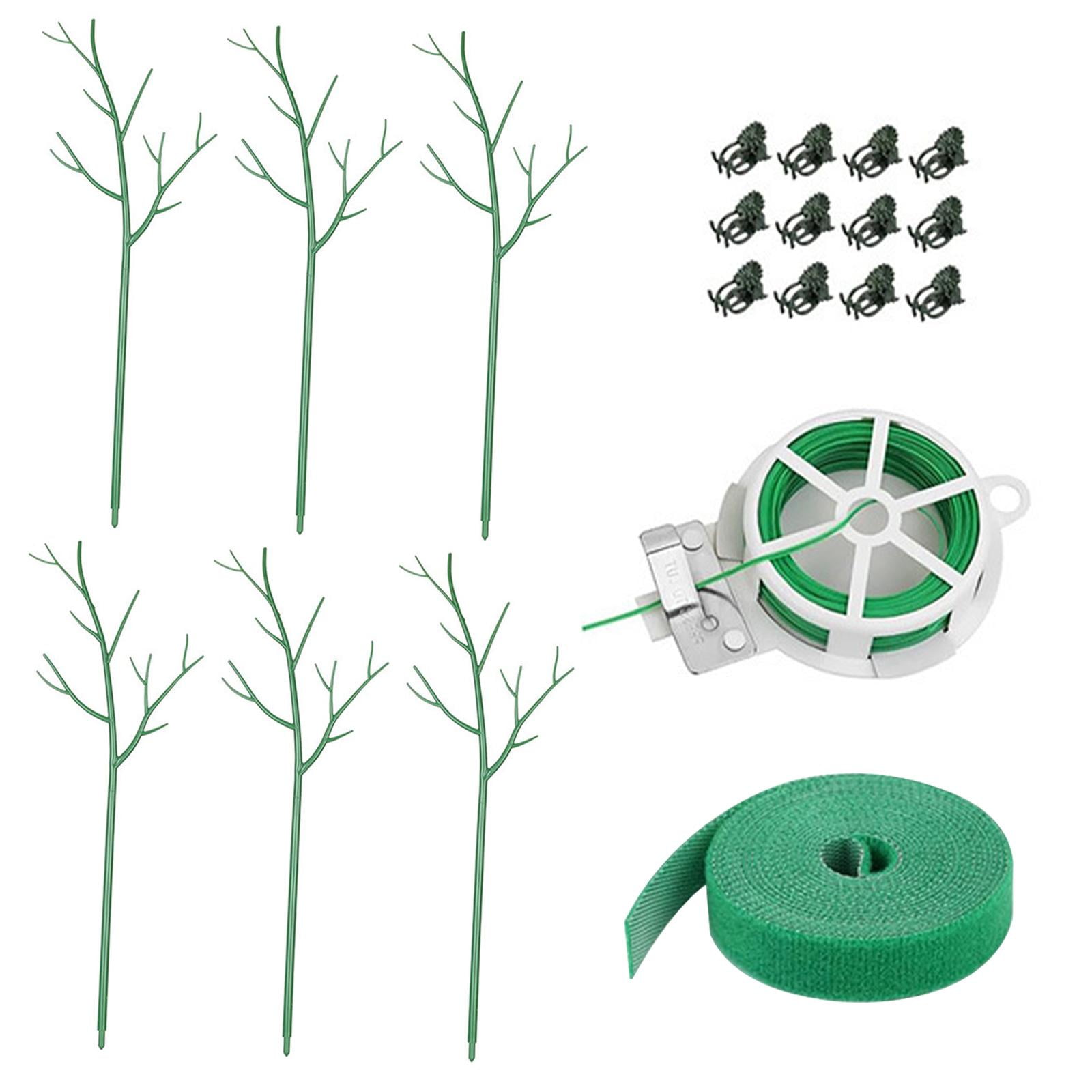Colaxi 6Pcs Plant Rods Trellis Plant Stakes Kit Multifunctional for Potted Plant Flowers with Twisting Ties and Plant Strap Accessories 27.5inch 70cm