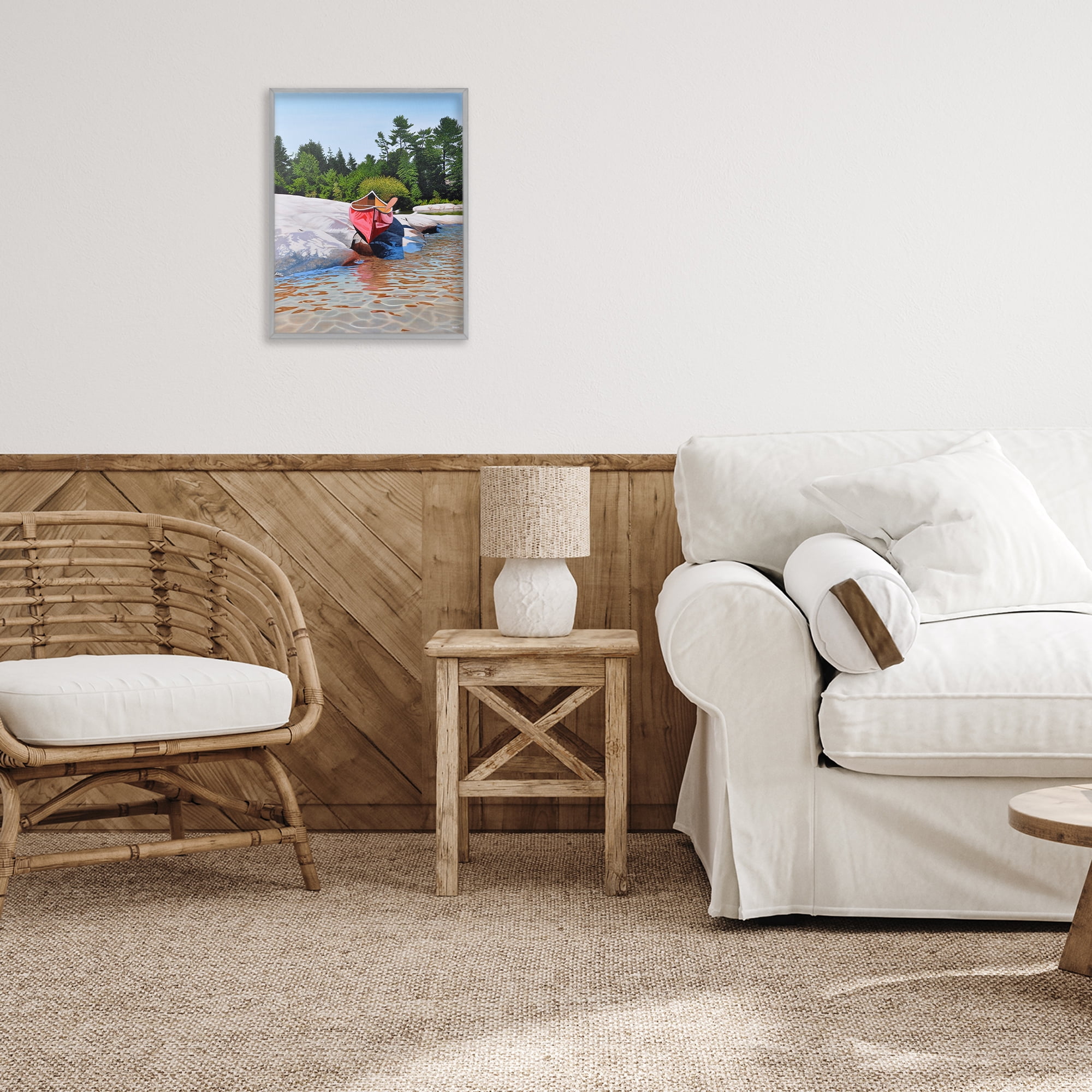 Stupell Industries Canoe at Water's Edge Gray Framed Giclee Art, design by Kenneth M Kirsch