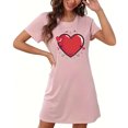 thumbnail image 4 of Xfvqtps Valentine's Day Nightgown for Women Plus Size Red Heart Print Short Sleeve Crew Neck Solid Color Lightweight Soft Comfortable Pajamas Pink, 4 of 6