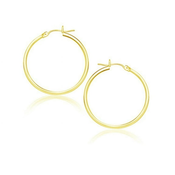 10k Yellow Gold Polished Hoop Earrings (25 mm) Weight 1.2 grams