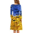 thumbnail image 3 of FKELYI Size L Women Dress Long Sleeve Casual Vincent Van Gogh Wheat Field with Crows Swing Twirl Skater Dress Comfy Women's Wear to Work Dresses, 3 of 4