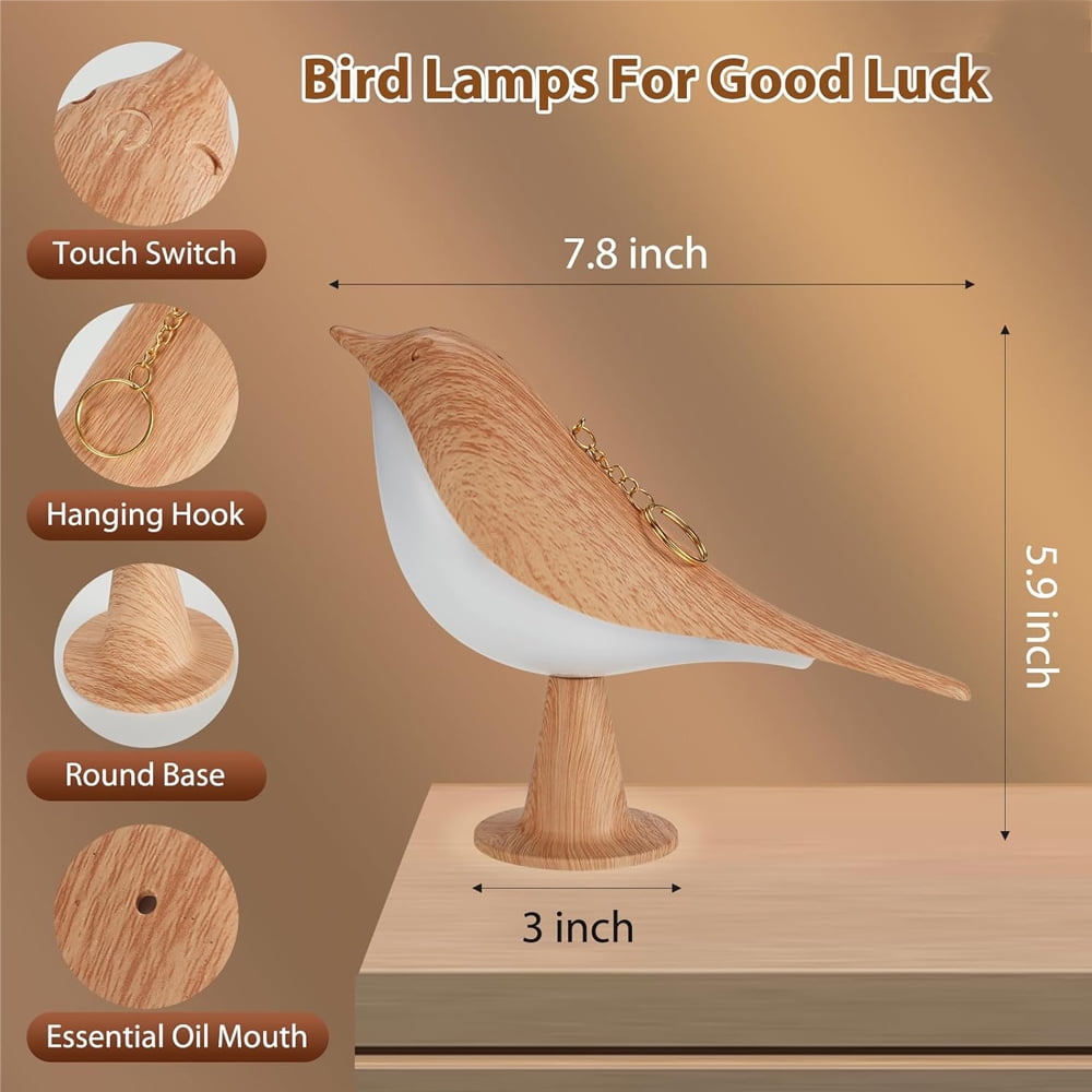 3 Colors Magpie Bird Night Lights Touch-Control LED Lamp USB Rechargeable Table Lamps Versatile for All Rooms Decoration