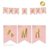 Blush Pink and Metallic Gold Confetti Polka Dots, Hanging Pennant Party Banner with String, Mr. & Mrs., 5-Feet, 1 Set