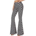thumbnail image 6 of Zhangyan Bell Bottom Jeans for Women High Waisted Stretch Plaid Flare Jeans Slimming Denim Wide Leg Bootcut Pants(Black and White Checkered,16), 6 of 7