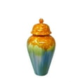 thumbnail image 1 of SageBrook Home Orange and Blue Temple Ceramic Jar, 1 of 2