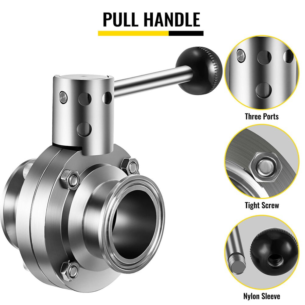 1.5 Inch Sanitary Stainless Steel 304 Butterfly Valve Tri Clamp Food Grade 