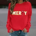 thumbnail image 6 of HOMBOM Red Sweatshirts for Women Essentials Greflying Graphic Christmas Merry Xmas Crewneck Ladies Sweatshirt Cozy, 6 of 6